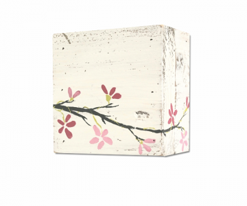 Houtwereld muziekdoosje hout met bloemen babykamer