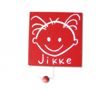 Muziekdoosje hout jikke gezichtje rood groter