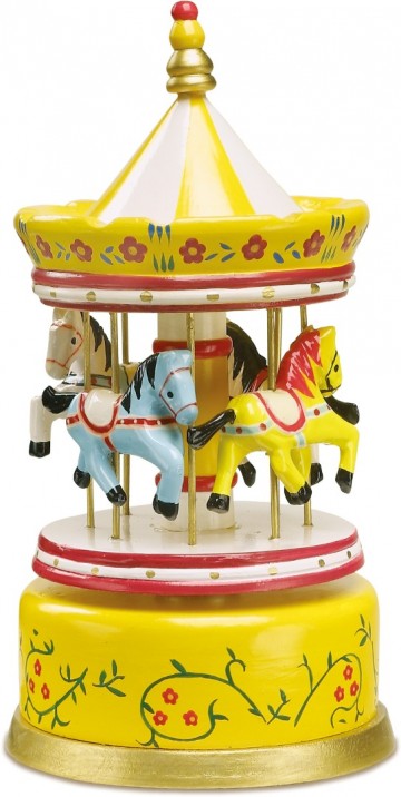 Muziekdoosje paarden carrousel met naam geel1