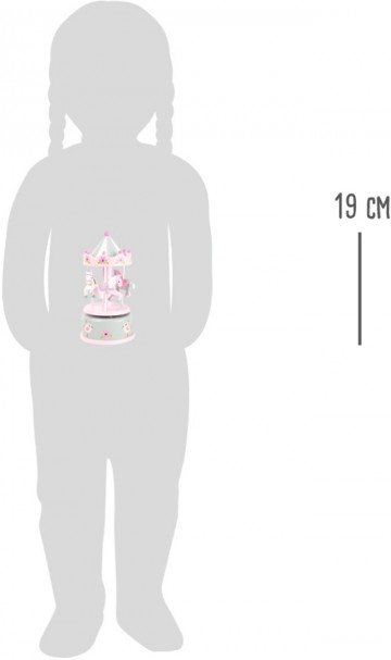 Muziekdoosje paarden carrousel met naam roze maat 0