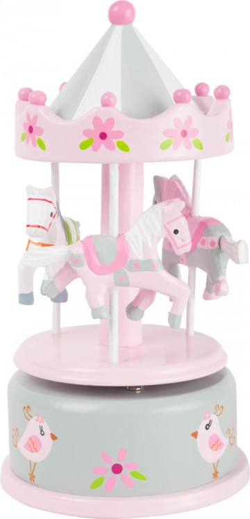 Muziekdoosje paarden carrousel met naam roze1